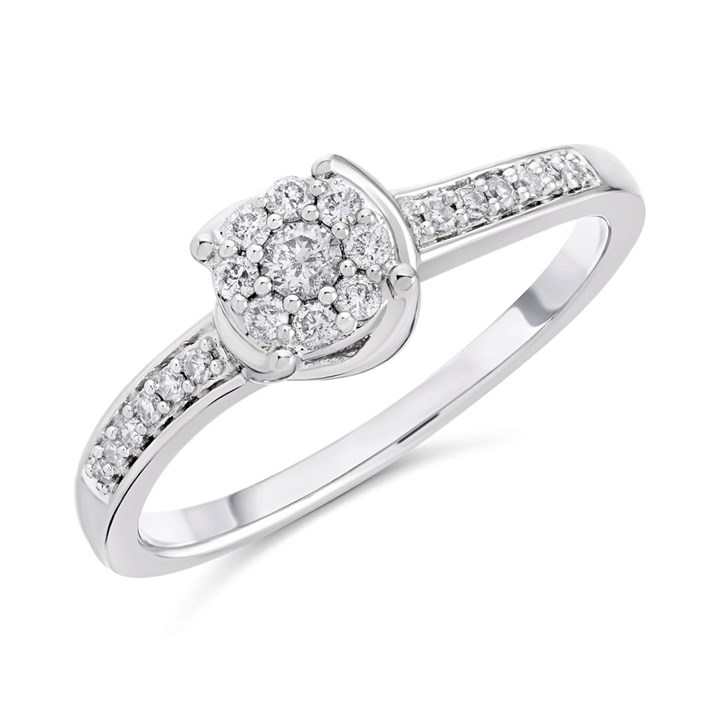 9ct White Gold Diamond Cluster Ring - 20pts - D63173