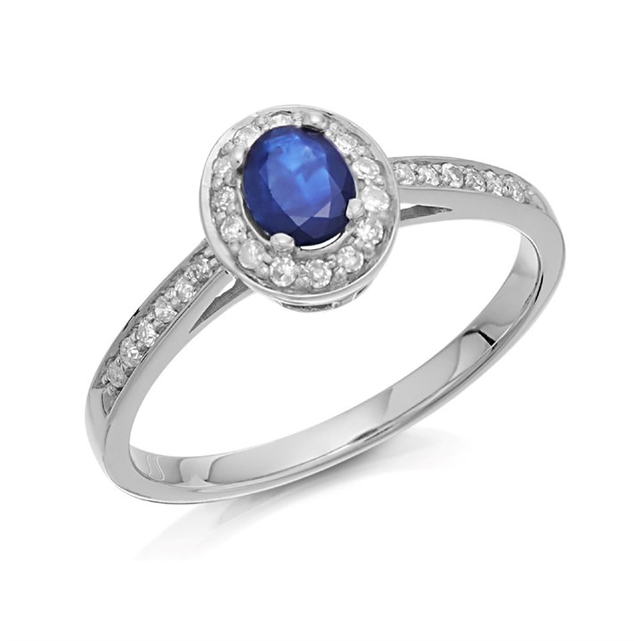 9ct White Gold Sapphire And Diamond Cluster Ring - 13pts - D63177