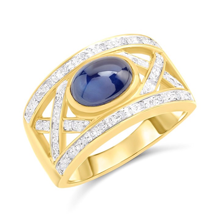 9ct Sapphire And Diamond Ring, 16pts - D6592