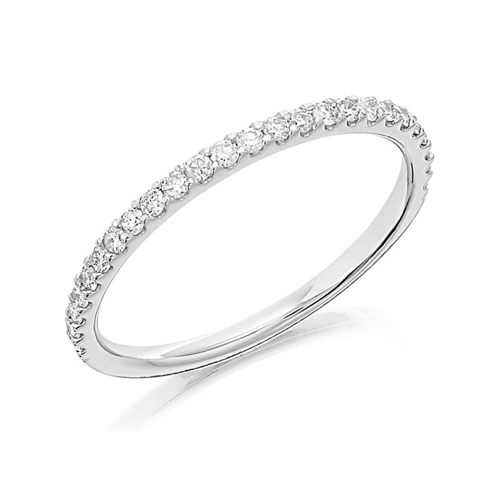 9ct White Gold Diamond Half Eternity Ring - 1/4ct - AGI Certificated - D66100