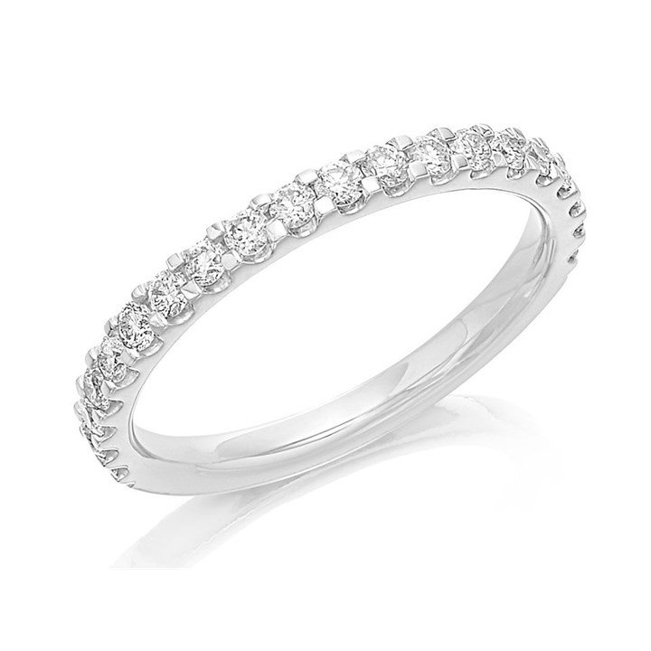 9ct White Gold Diamond Half Eternity Ring - 1/2ct - AGI Certificated - D66101