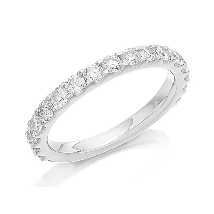9ct White Gold 1 Carat Diamond Half Eternity Ring - AGI Certificated - D66103
