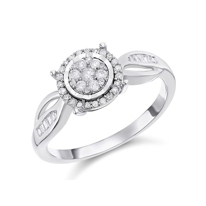 9ct White Gold Diamond Cluster Ring - 1/4ct - D66134