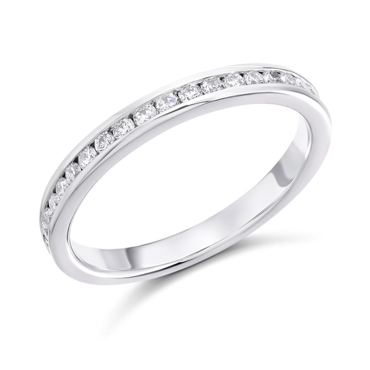 9ct White Gold Diamond Half Eternity Ring - 1/3ct - AGI Certificated - D66142