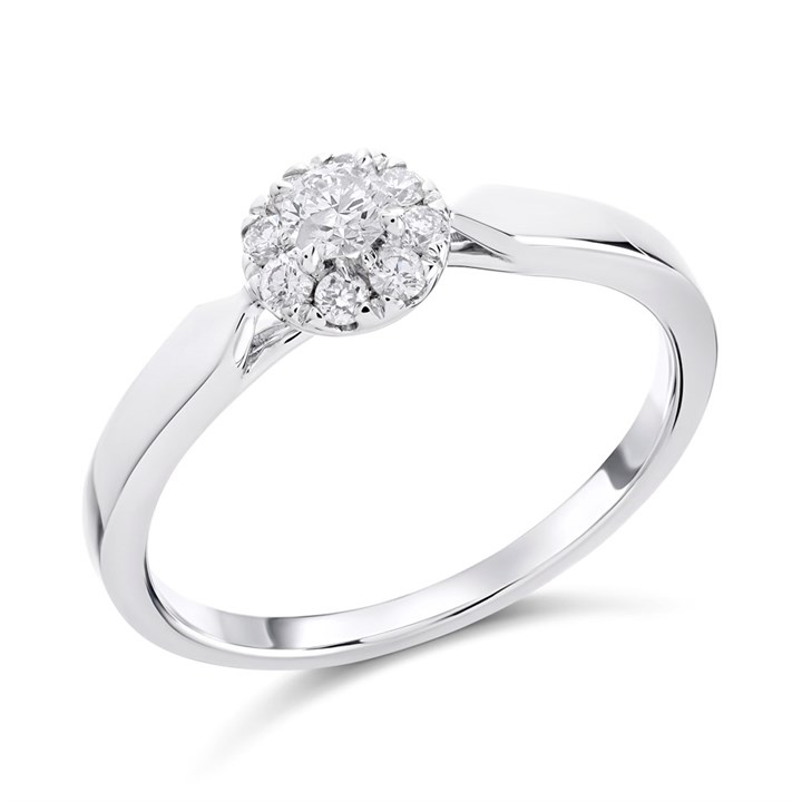 9ct White Gold Diamond Cluster Ring - 1/4ct - AGI Certificated - D66156