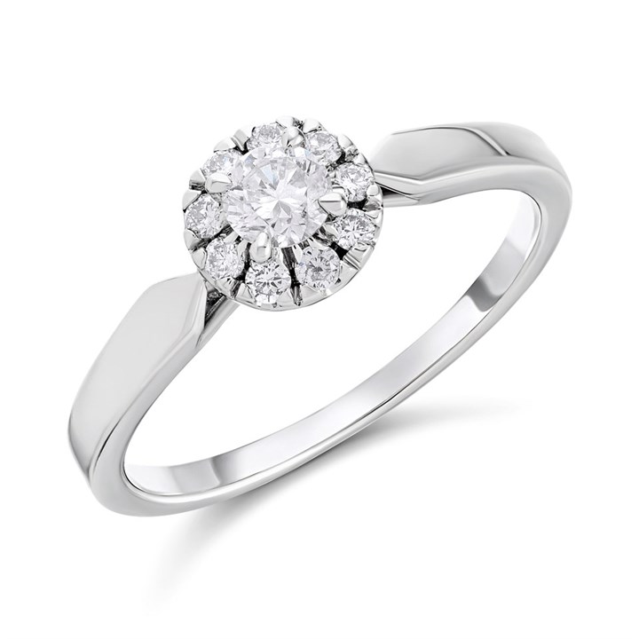 9ct White Gold Diamond Cluster Ring - 1/3ct - AGI Certificated - D66159