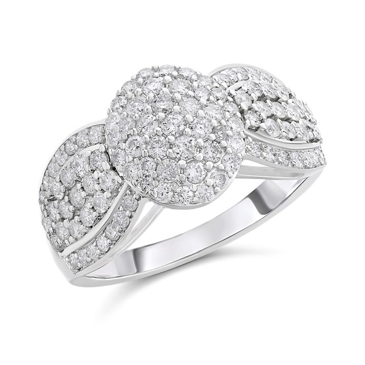 9ct White Gold 1 Carat Diamond Bow Band Ring - D66161