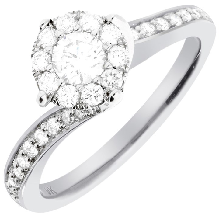 9ct White Gold Diamond Starburst Twist Cluster Ring - 1/2ct - D66187