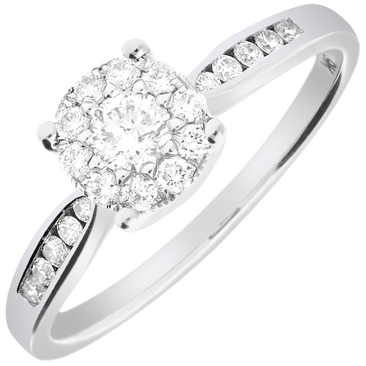 9ct White Gold Diamond Starburst Cluster Ring - 1/2ct - D66189