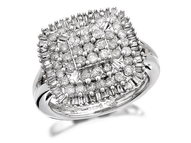 9ct White Gold 1 Carat Diamond Cluster Ring - D6618