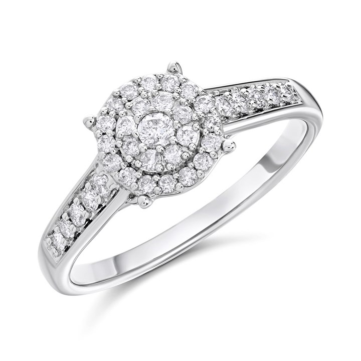 9ct White Gold Diamond Cluster Ring - 1/2ct - D66191