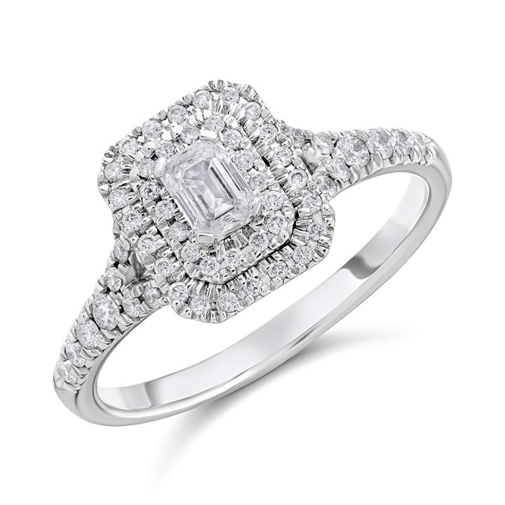 9ct White Gold Diamond Halo Cluster Ring - 1/2ct - D66192