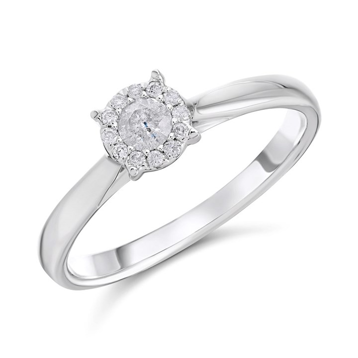 9ct White Gold Diamond Cluster Ring - 20pts - D66193