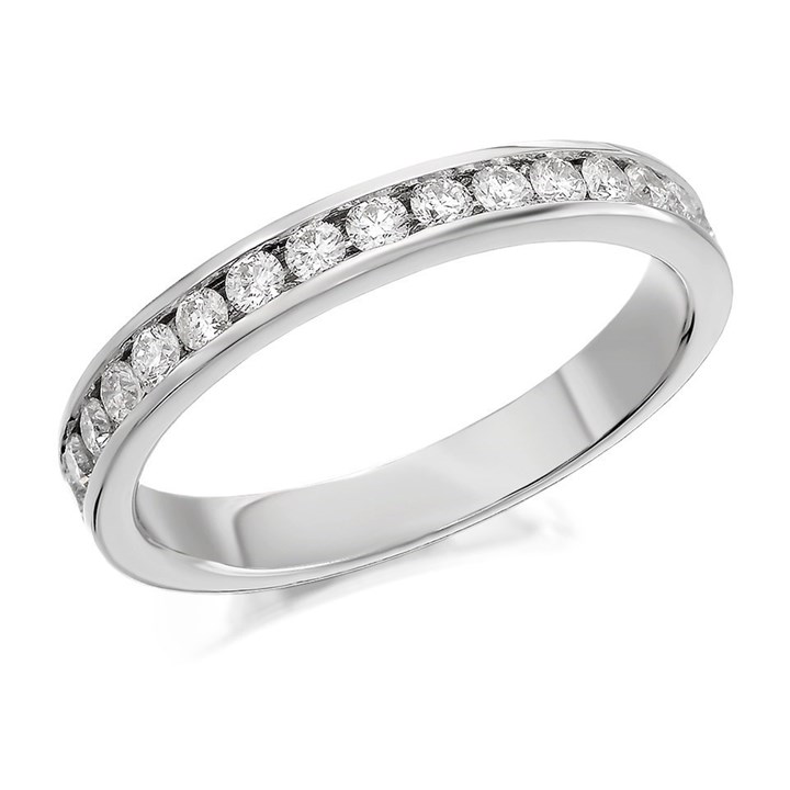 9ct White Gold Diamond Half Eternity Ring - 1/2ct - AGI Certificated - D6653