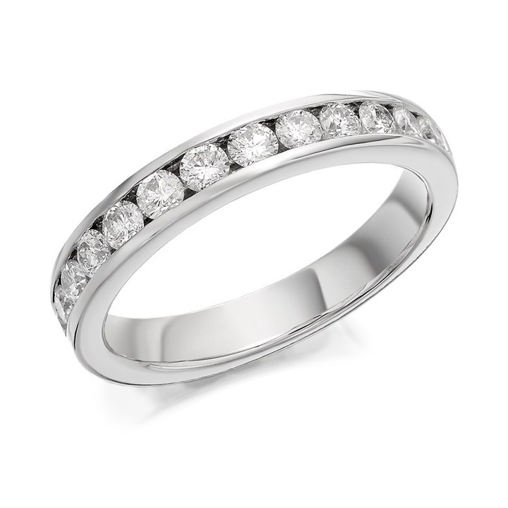 9ct White Gold Diamond Half Eternity Ring - 3/4ct - AGI Certificated - D6654