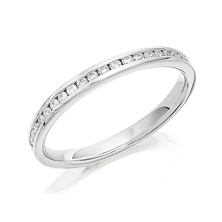 9ct White Gold Diamond Half Eternity Ring - 1/4ct - AGI Certificated - D6692