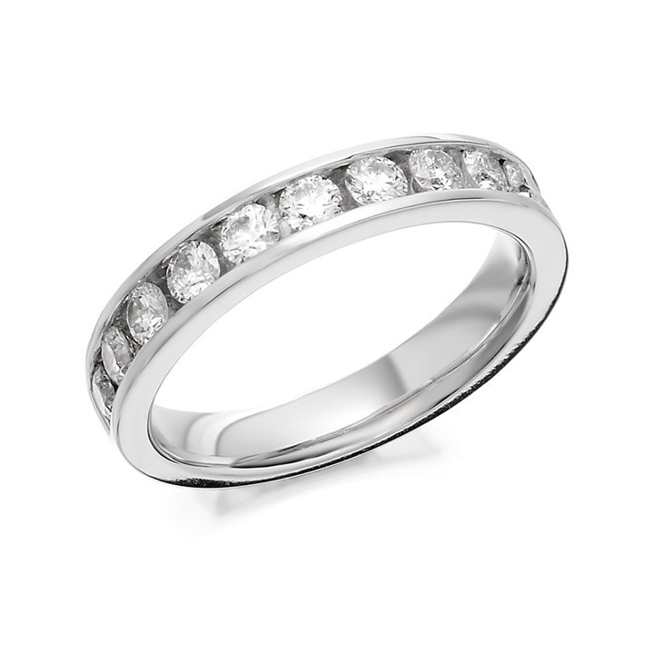 9ct White Gold 1 Carat Diamond Half Eternity Ring - AGI Certificated - D6694