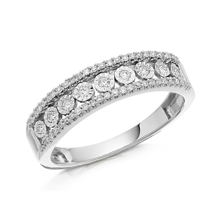 9ct White Gold Diamond Band Ring - 20pts - D6695