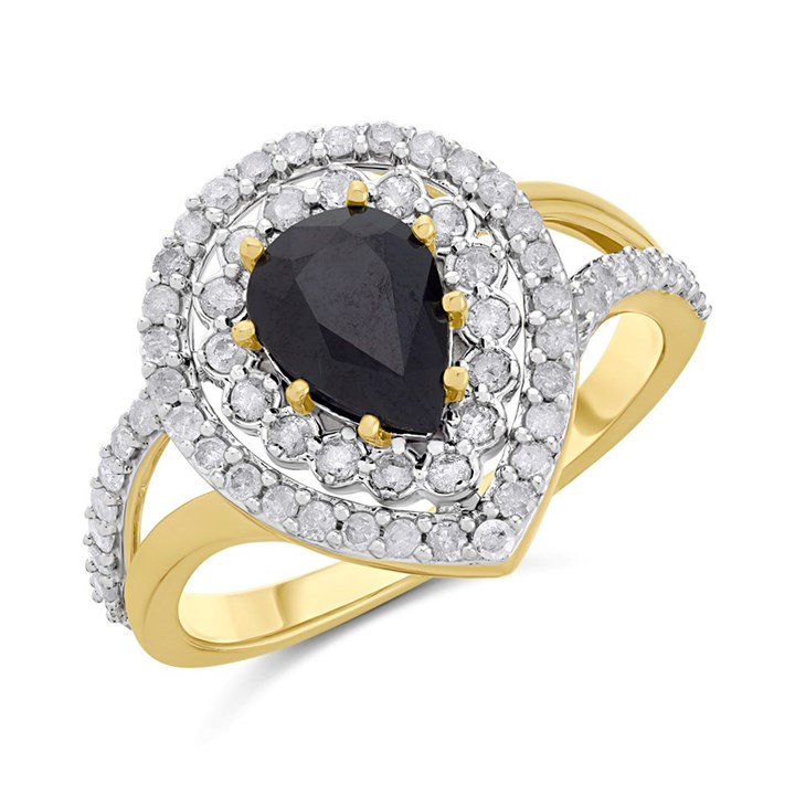 9ct Gold Sapphire And Diamond Cluster Ring - 1/2ct - D6717