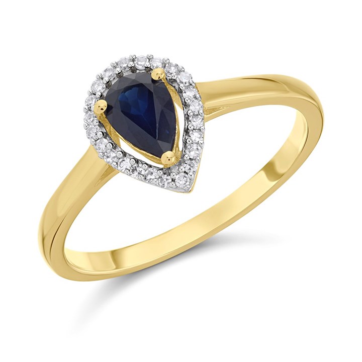 9ct Gold Sapphire And Diamond Cluster Ring - 7pts - D6718