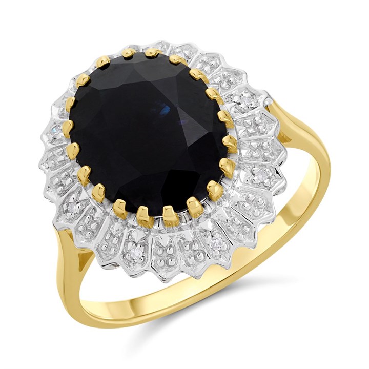 9ct Gold Sapphire And Diamond Cluster Ring - D67202