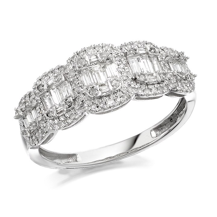 9ct White Gold Diamond Cluster Band Ring - 1/2ct - D68100