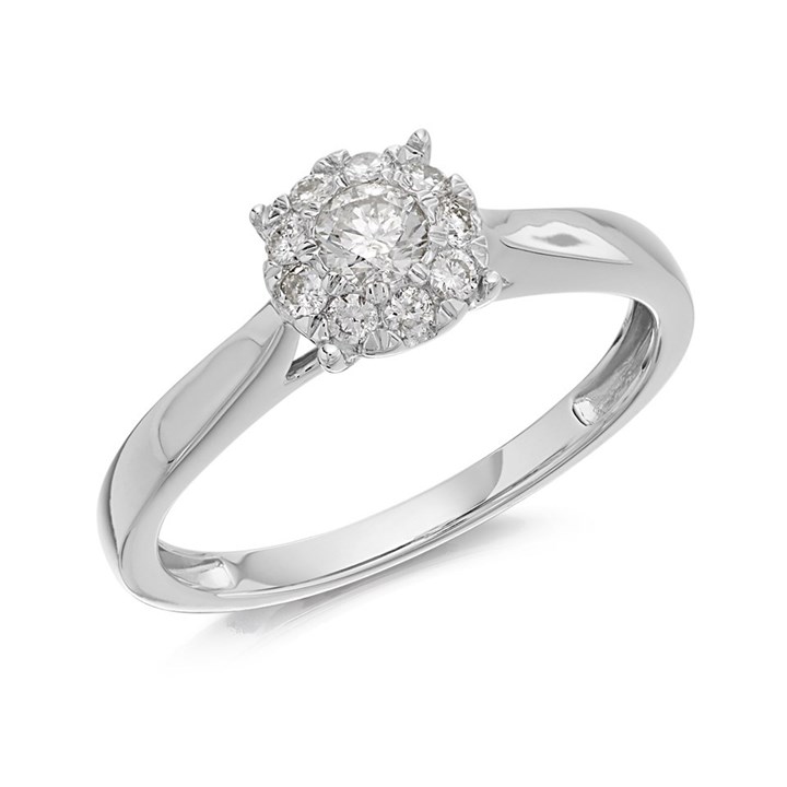 9ct White Gold Diamond Cluster Ring - 1/3ct - D68115