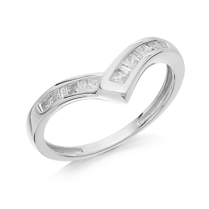 9ct White Gold Diamond Wishbone Ring - 1/4ct - D68117