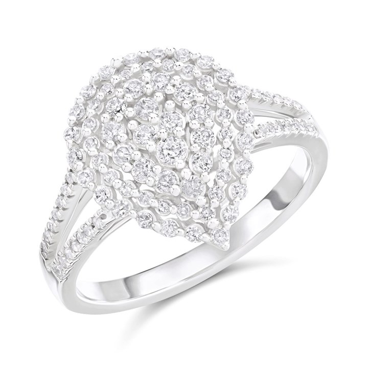 9ct White Gold Diamond Pear Cluster Ring - 1/2ct - D68123