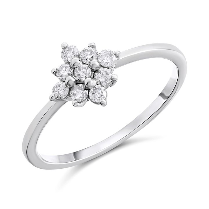 9ct White Gold Diamond Cluster Ring - 1/4ct - D68124