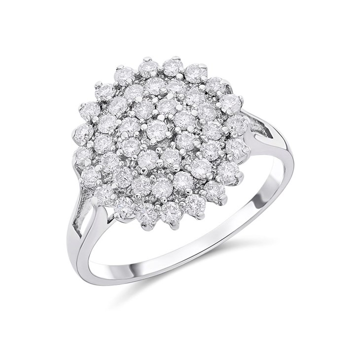 9ct White Gold 1 Carat Diamond Cluster Ring - D7107