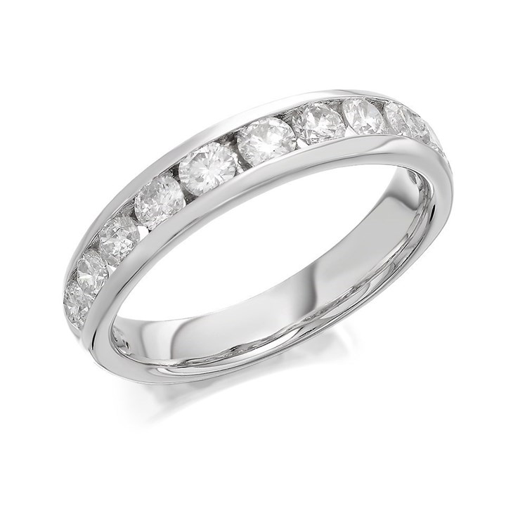 9ct White Gold 1 Carat Diamond Half Eternity Ring - D71107