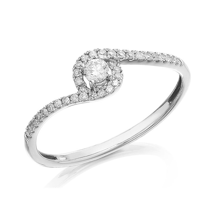 9ct White Gold Diamond Twist Ring - 20pts - D71157