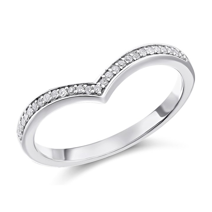 9ct White Gold Diamond Wishbone Ring - 10pts - D71191