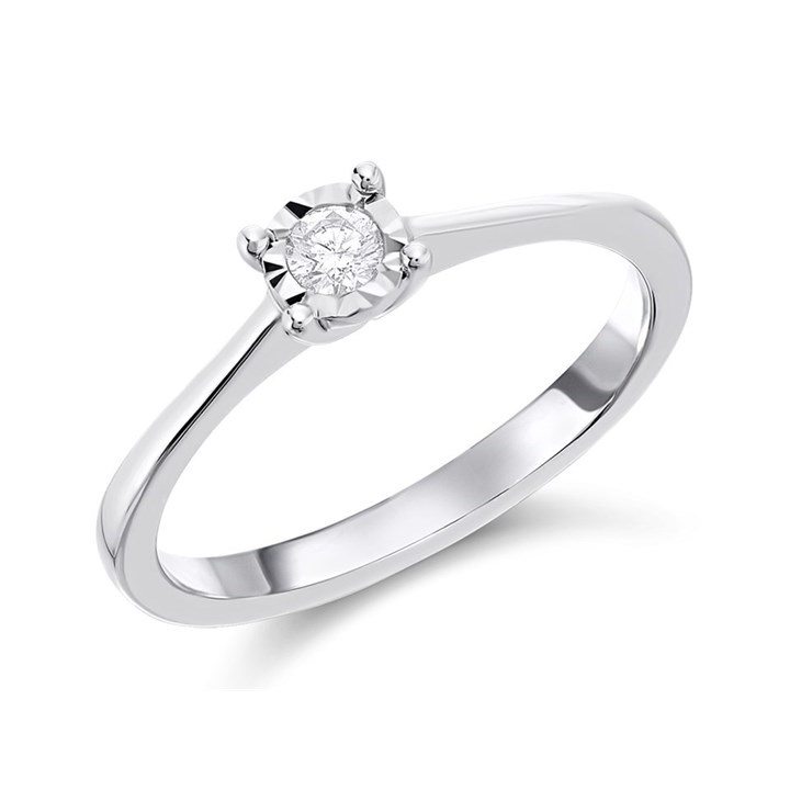 9ct White Gold Diamond Solitaire Ring - 10pts - D71193