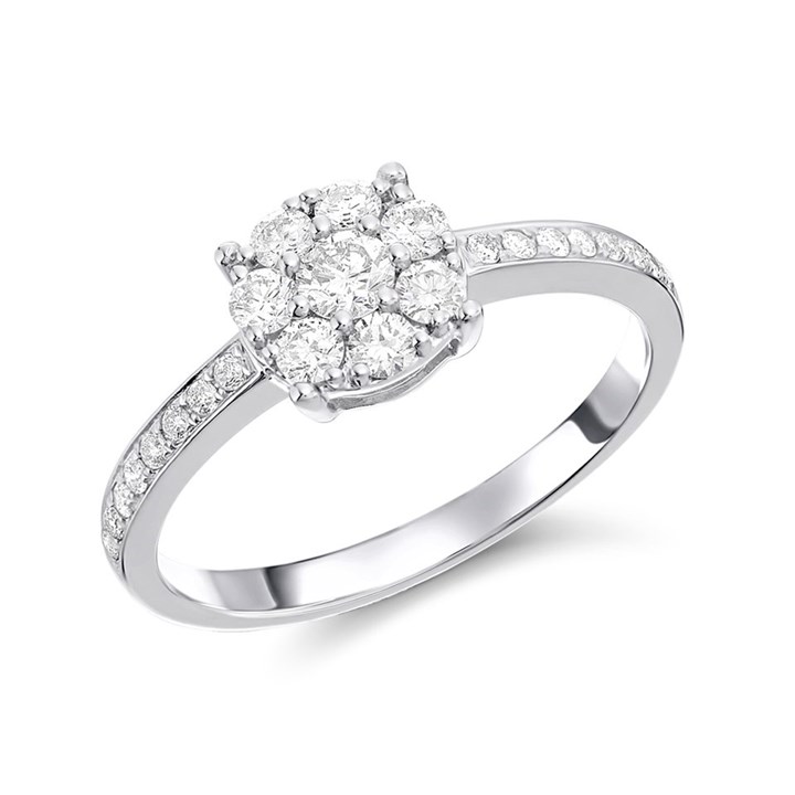 9ct White Gold Diamond Cluster Ring - 1/2ct - D71199