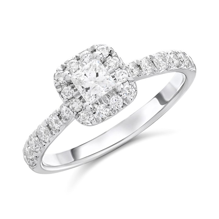 9ct White Gold 1 Carat Diamond Halo Cluster Ring - D71213