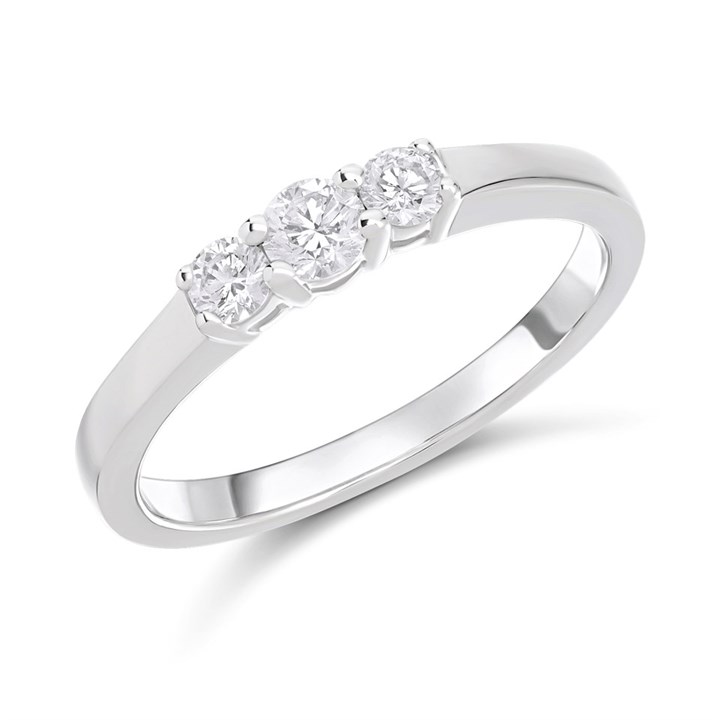 9ct White Gold Graduated Diamond Trilogy Ring, 1/4ct - D71230