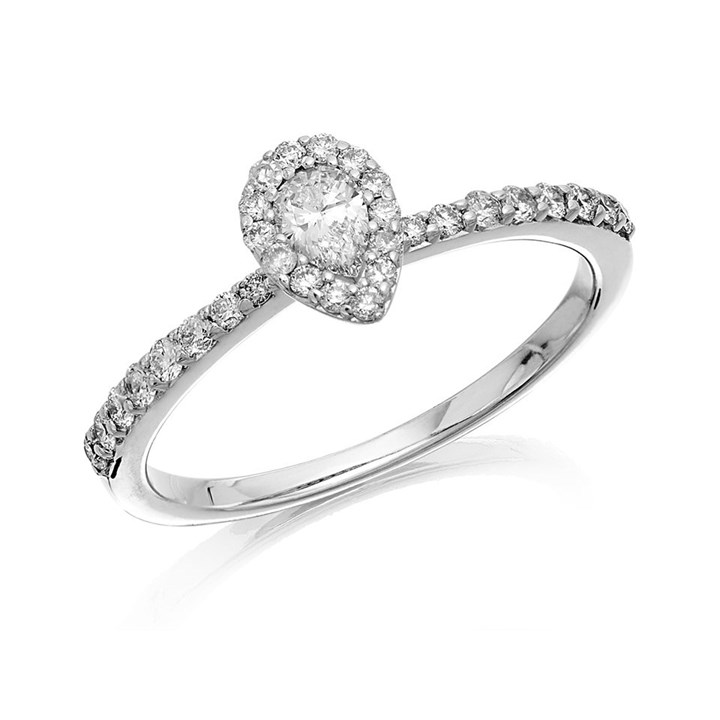 9ct White Gold Diamond Pear Cluster Ring - 1/2ct - D7137