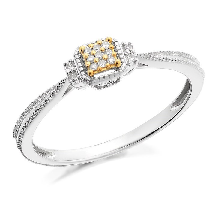 9ct Gold Two Colour Diamond Ring - 5pts - D7143