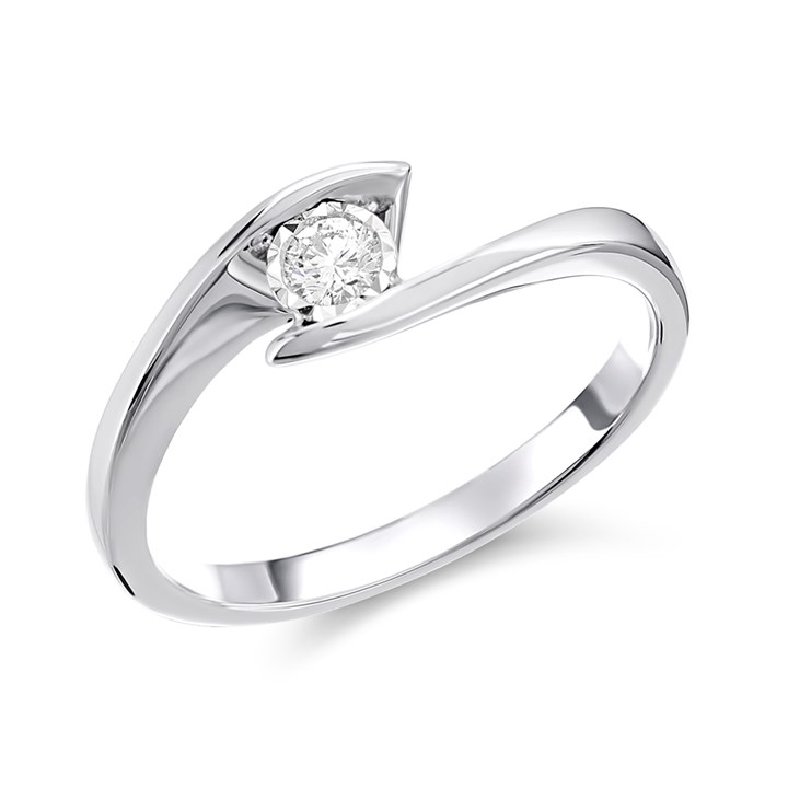 Illuminaire 9ct White Gold  Diamond Crossover Ring - 10pts - D72001