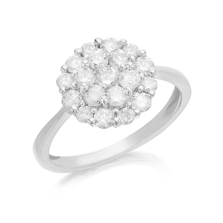 9ct White Gold 1 Carat Diamond Cluster Ring - D72116