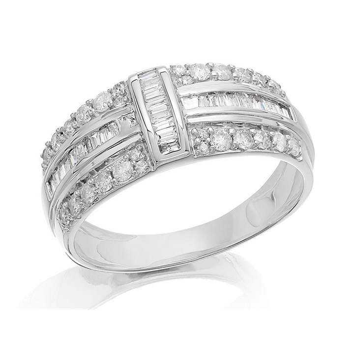 9ct White Gold Diamond Band Ring - 1/2ct - D72118