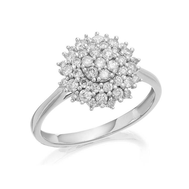 9ct White Gold Diamond Cluster Ring - 60pts - D72123