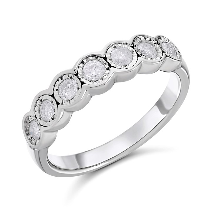 9ct White Gold Diamond Half Eternity Ring - 1/3ct - D72131