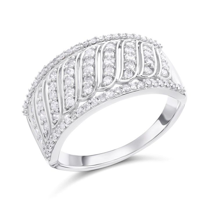 9ct White Gold Diamond Band Ring - 1/2ct - D72132