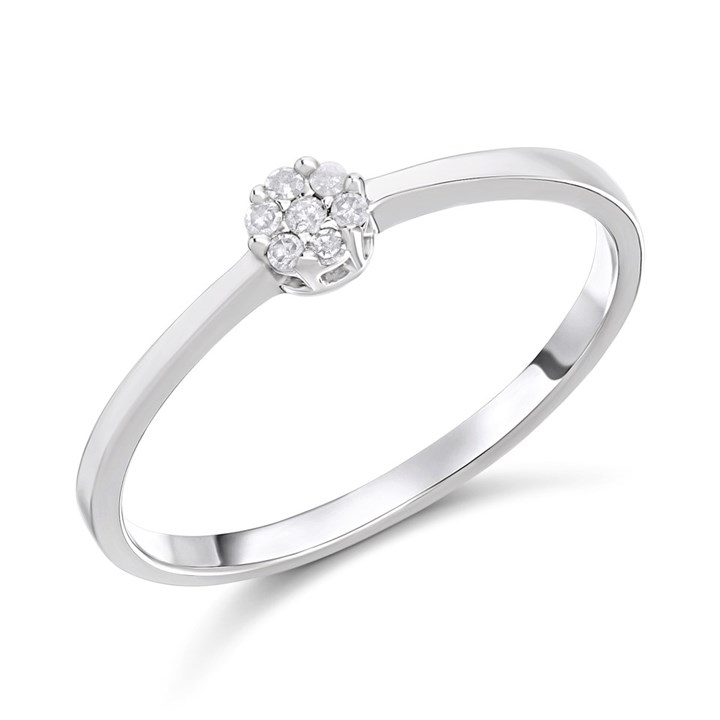 9ct White Gold Dainty Diamond Cluster Ring - D72137