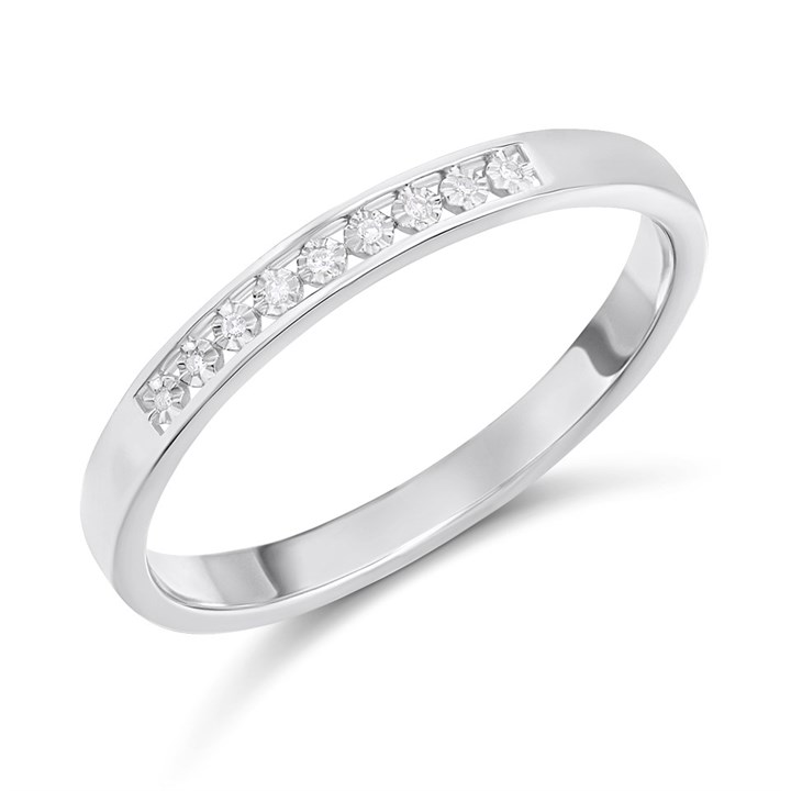 9ct White Gold Channel-Set Nine Stone Diamond Half Eternity Ring - D72158