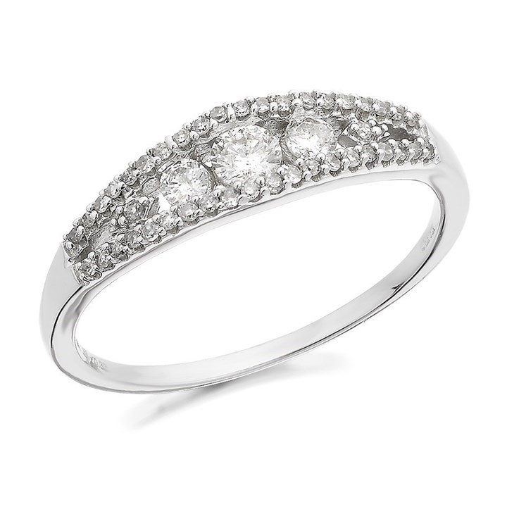 9ct White Gold Diamond Band Ring - 1/3ct - D7229