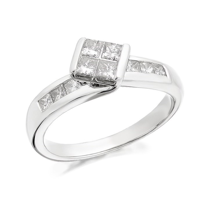 9ct White Gold Diamond Ring - 3/4ct - D7234